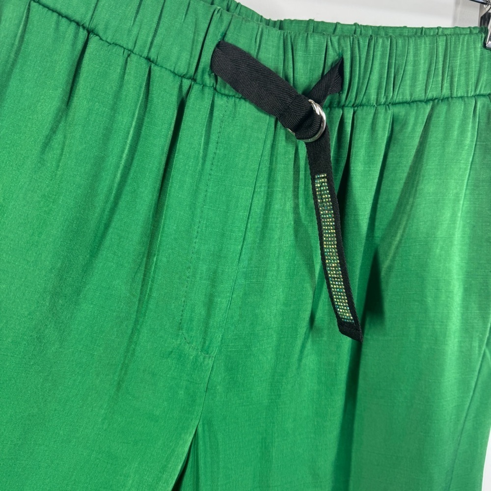Mara’s Collection Green Satin Wide Leg Pants Size L Made in Greece NWT - Picture 8 of 16